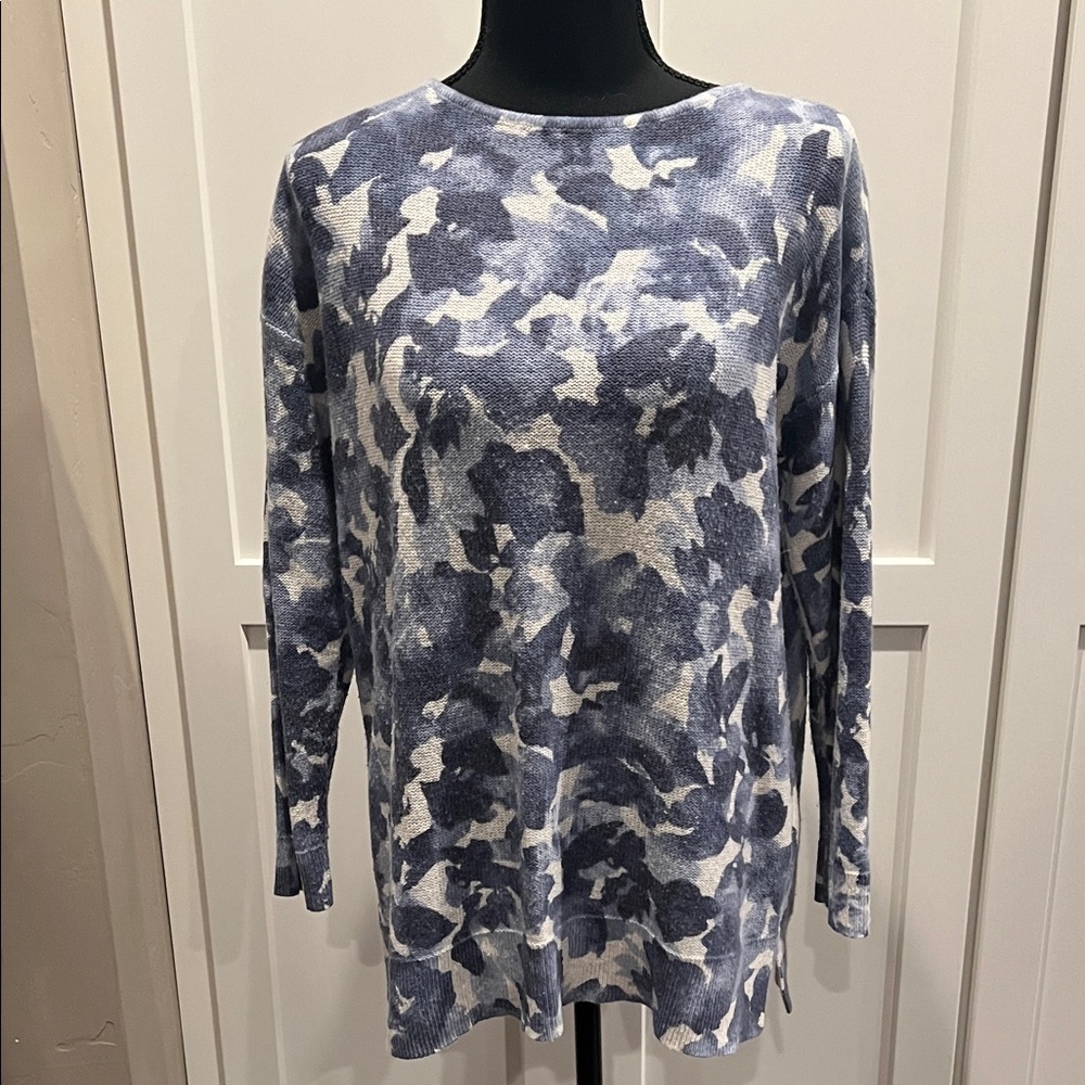 J. Jill Blue and White Floral Sweater
